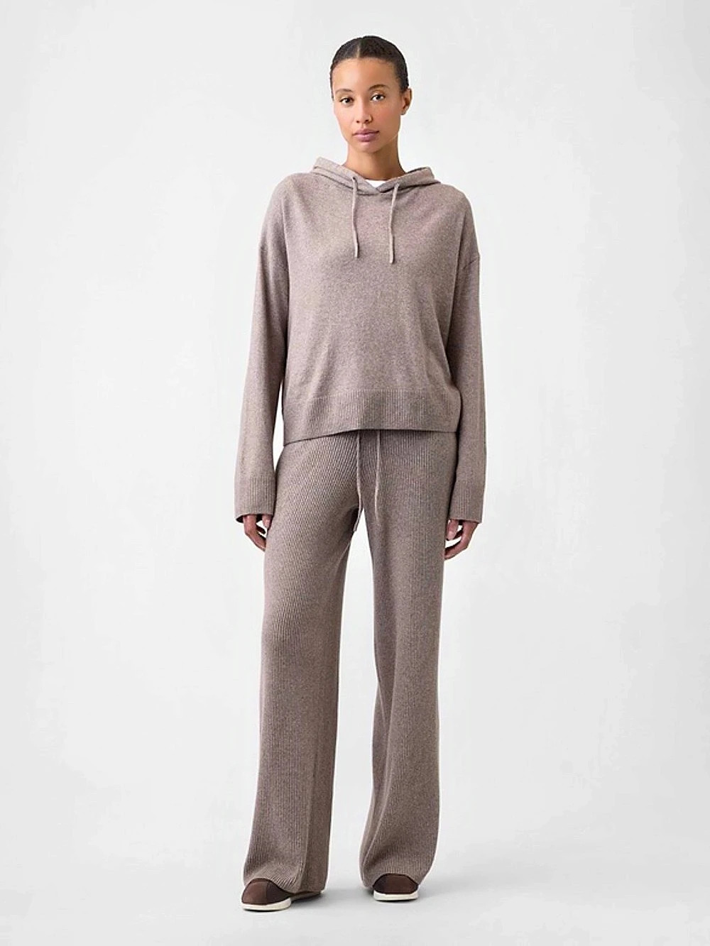 GAP CashSoft Matching Sweater Set XS Mushroom/ beige Knit Hoodie Pants